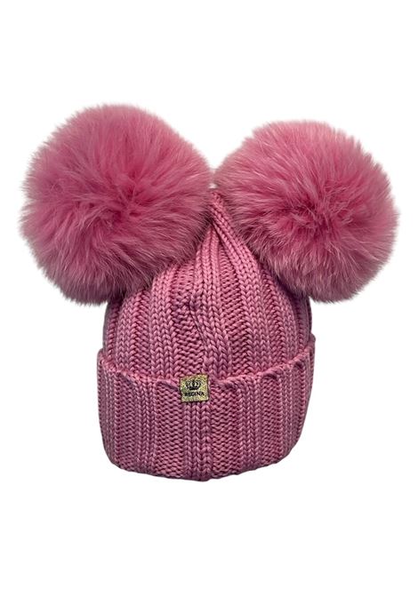 Berretto in lana con due pompon REGINA | 40100MANDORLO PINK